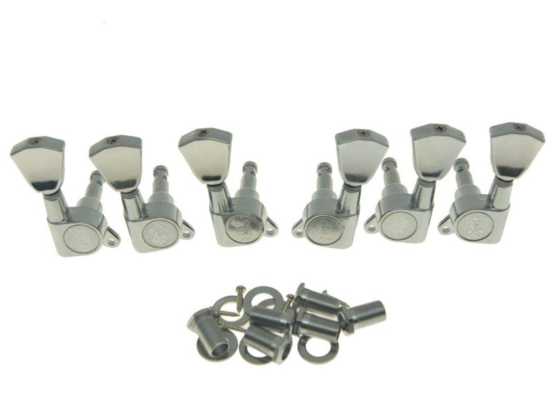 Wilkinson 3x3 Chrome E-Z Post Guitar Tuners E-Z-LOK Guitar Tuning Keys Pegs Machine Heads with Tulip Buttons - Image 1